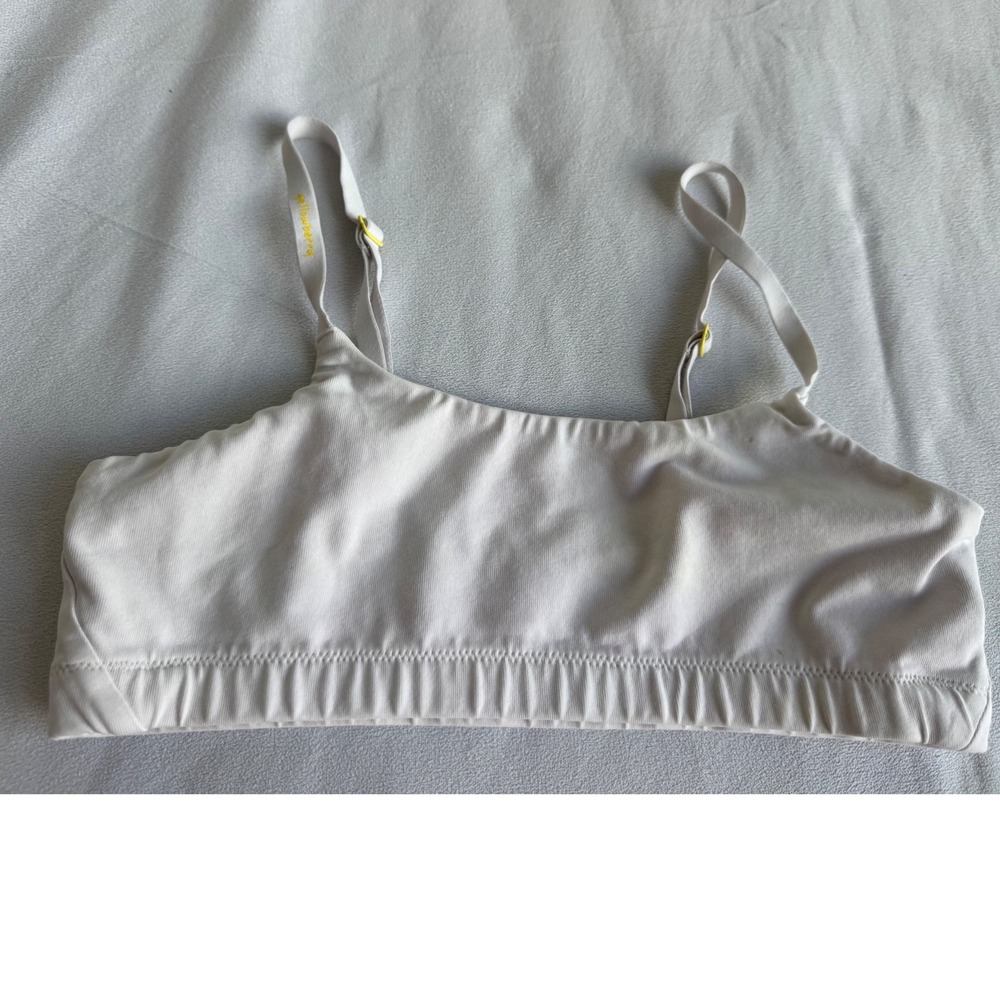 Yellowberry White Sports Bra Bralette Yellow Accents Girls Size MD Activewear